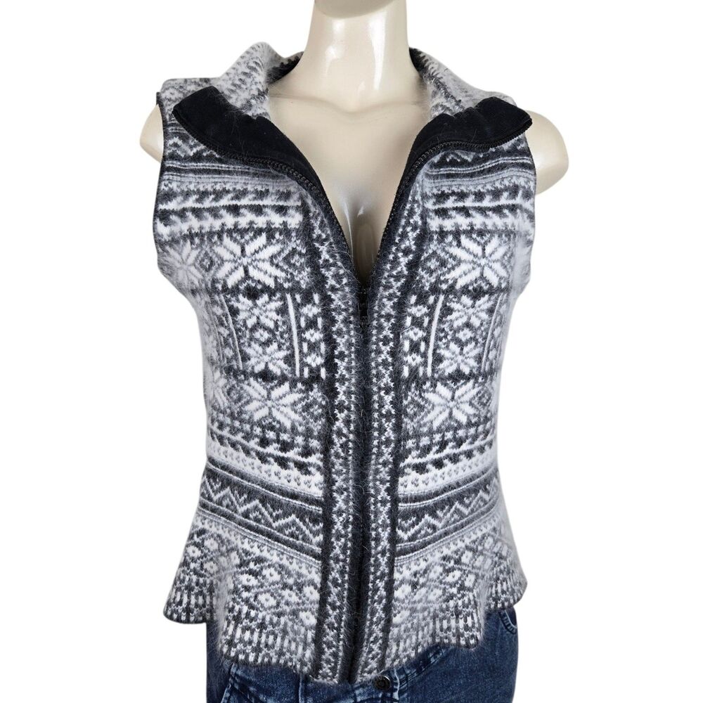 Cotton Country by Parkhurst Sweater Vest M Rabbit Fur Blend Fair Isle  Cabincore